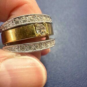 Avon Crystal Interchangeable Graziano Flip Ring Sz 6 Reversible Convertible Band
